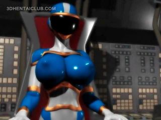 Grande boobed anime hero elite splendid em apertada fantasias