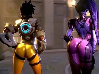 Overwatch הוא oversexxed tracer לעומת widowmaker שלל madness